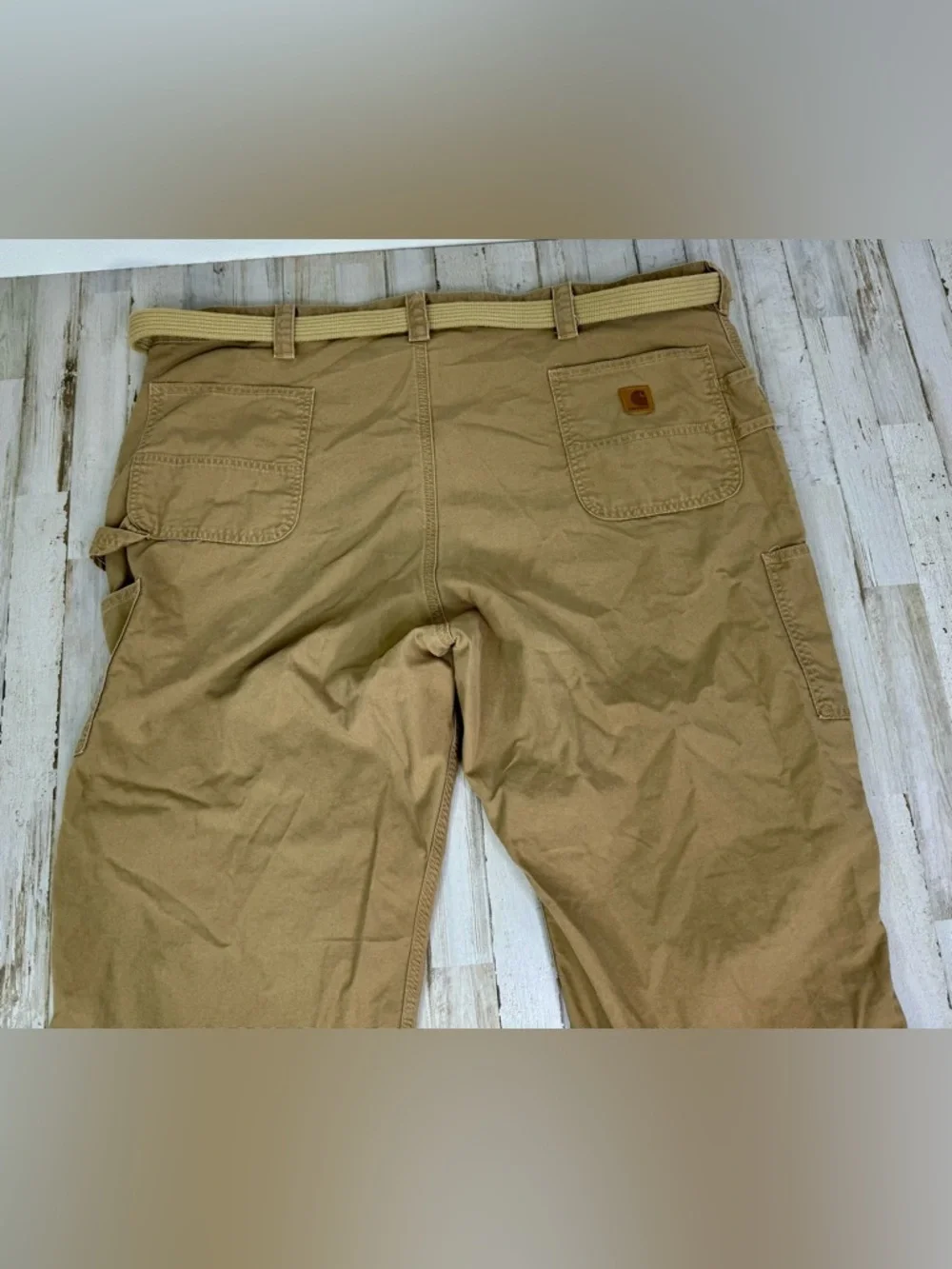 Carhartt Men's Tan Carpenter Cargo Tan Pants Size 48x31 Loose Fit